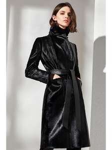 Elegante y lujoso <span class=keywords><strong>Fetal</strong></span> de lana de cordero para bebé, traje de lana, cuello de piel en uno, Chaqueta larga delgada de cuero genuino - Product Image 1