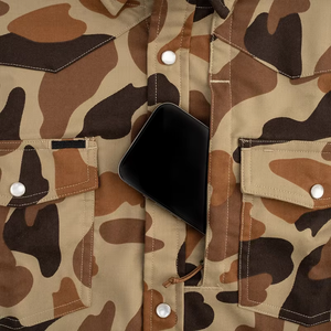 Benutzer definierte Print Camo Herren Shirts Quick Dry Back Flap Luftstrom Kurzarm Leicht gewicht Polyester Jagd Angel hemden - Product Image 4