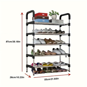 Household Steel Pipe <b>Shoe</b> <b>Rack</b> Dormitory 5-layer Dustproof <b>Shoe</b> Cabinet Storage <b>Rack</b> Height Adjustable <b>Metal</b> <b>Shoe</b> <b>Rack</b> - Product Image 2