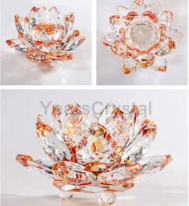 शादी के पक्ष के लिए ग्लास कमल फूलों के साथ हॉट ग्रीन क्रिस्टल कमल शो पीस R-0933 - Product Image 5