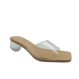ladies girl fashion crystal mules transparent heel slides sexy sanda ladies new fashionable sandals brand shoes