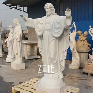 Statua di figura di gesù in marmo a grandezza naturale intagliato a mano dal Design popolare