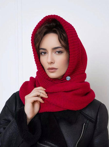 Nouveau bonnet en tricot 100% acrylique de couleur unie, mode décontractée, cagoule, <span class=keywords><strong>masque</strong></span> facial en tricot, chaud pour l'automne et l'hiver - Product Image 6