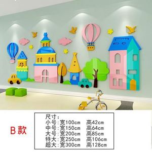 Vinilo Decorativo de Pared 3D de Acrílico con Diseño de Castillo Colorido de Alta Calidad para Dormitorio de Niños, Escuela, Jardín de Infancia - Product Image 6