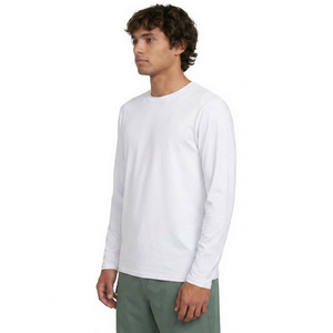 Men's Long Sleeve Rash Guard White 100% Polyester Anti-Uv <b>Swim</b> <b>Shirt</b> Full Sleeve Printed Logo Front - Product Image 1