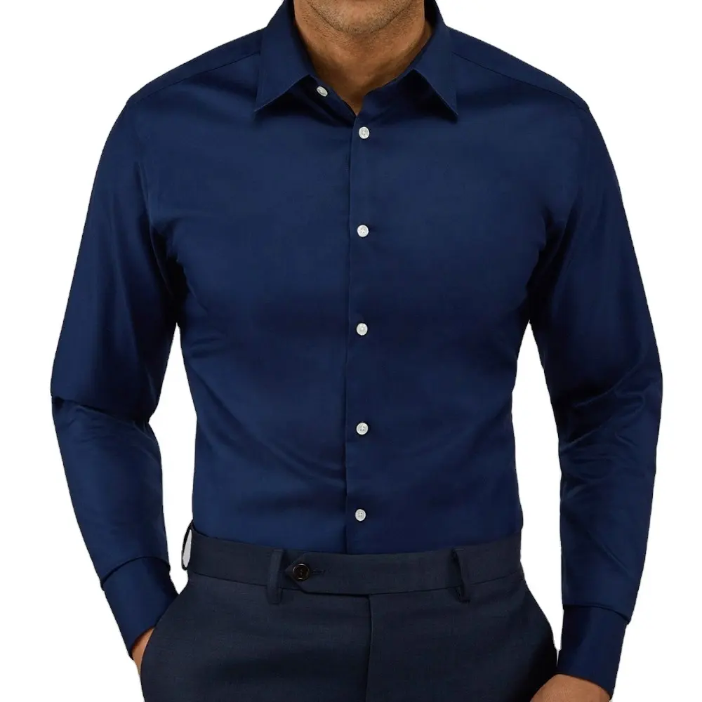 Custom Made Long Sleeve 100% Cotton Men's Slim Fit Black Dress Shirt