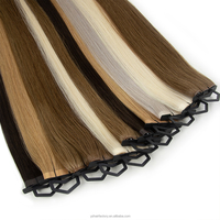 Extensions de cheveux vierges humains blonds européens de qualité supérieure, double épaisseur, invisibles, à bandes adhésives longues en PU