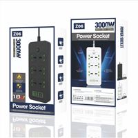 Multiprise universelle 3000W avec 6 prises universelles, 4 USB-A et 2 USB-C, disponible avec cordon d'alimentation UK, EU ou US, OEM ODM