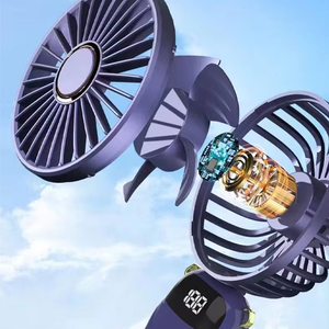 Ventilador de refrigeración por aire de viento ajustable de 5 pwws con base de soporte portátil recargable portátil USB ventilador de mesa ventiladores de cuello de mano - Product Image 2