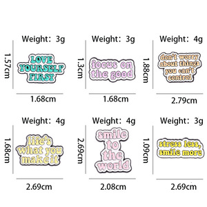 Broche en alliage avec motif de <span class=keywords><strong>phrase</strong></span> anglaise créative, design émail goutte d'huile, texte coloré, pour décoration de sac à dos, en stock, vente en gros - Product Image 6