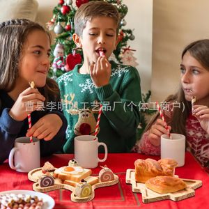 Bandeja de Madera Navideña para Servir, con Forma de Árbol de Jengibre, Plato para Pan y Aperitivos, Uso Doméstico - Product Image 3