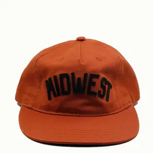 Tùy chỉnh không có cấu trúc 5 bảng Camper hat với vành phẳng tùy chỉnh đổ xô thêu - Product Image 5