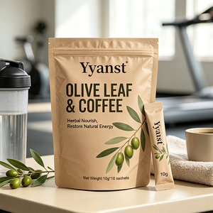 Poudre instantanée de feuilles d'olivier et de café, produits de bien-être naturels pour nourrir et restaurer l'énergie, sachet de 10g, pochette kraft, OEM/ODM - Product Image 4