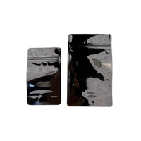 Pochette à fermeture éclair double face en feuille de mylar noir et blanc brillant anti-odeur Sac à fermeture éclair plat thermoscellable pour échantillon pour le stockage des aliments
