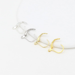 18K gold-plated copper small <b>earrings</b>, D-shaped copper French <b>hook</b>, 14K gold-plated <b>earrings</b>, handmade <b>earrings</b>, material A35. - Product Image 1