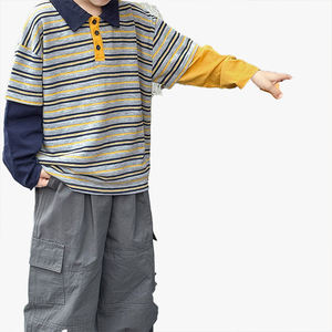 Nouvelle Collection Printemps 2026 : Ensemble Polo Rayé Bicolore pour Garçons avec Col Revers – Deux Pièces pour Enfants - Product Image 3