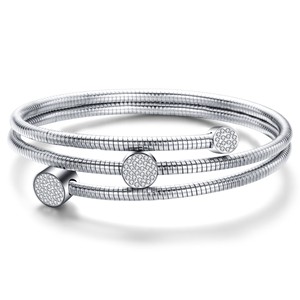 Pulsera de Cadena de Serpiente de Acero Inoxidable de 3 mm con Incrustaciones de Diamantes, Tres Redondos, Joyería de Regalo para Mujer - Product Image 5