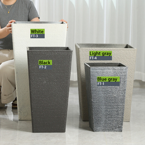 Pot bunga plastik & pot persegi tinggi besar dalam ruangan/luar ruangan seperti batu - Product Image 2