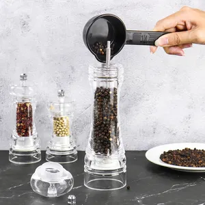 Gadget de cuisine de haute qualité poivrière visible en acrylique transparent, moulin à sel et poivre rechargeable manuel de 4,5,6,8 pouces