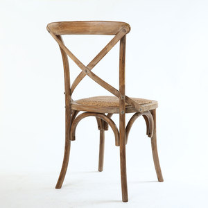 Sólido Birch Wood Rattan Seat Cross Back <span class=keywords><strong>Chair</strong></span> para Eventos Casamento Jantar Sala de Estar Apartamento Oficina Decorações