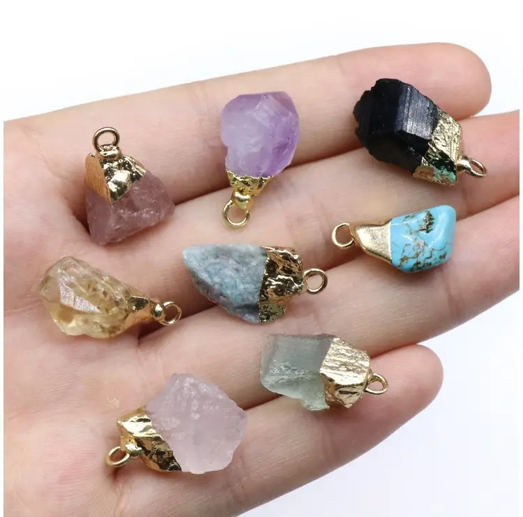 High Quality Small Size Gemstone Quartz Pendant Rough Rock Stone Crystal Pendant For Necklace
