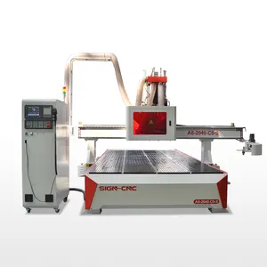 Teken Cnc 1325 2040 Carrousel Atc Cnc Houtsnijmachine 3 As Cnc Router Met Een Zaag