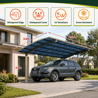 Abri de voiture/tente de stationnement en alliage d'aluminium économique et durable, imperméable, taille personnalisable, garantie 30 ans pour la protection solaire