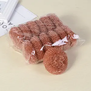 High Quality Copper Plated Stainless Steel Scourer / Scrubber Cleaning Ball For Kitchen Cleaning