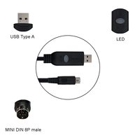 Cable de Programación USB RS422 Mini Din de 8 Pines SH-P8V, Conductor de Cobre Puro, Blindaje Trenzado de PVC para PLC Mitsubishi Serie FX3U/FX