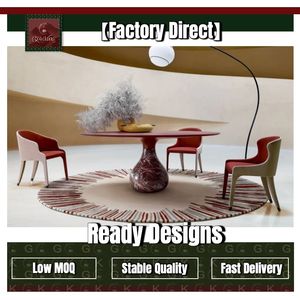 Mesa de Comedor GOLDKING de Mármol Natural con Diseño de Gota de Agua, Resistente al Calor, Borde Curvo sin Costuras, Ideal para Restaurantes de Lujo - Product Image 1