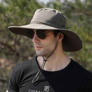 Sombrero de pescador impermeable y transpirable de ala ancha para senderismo al aire libre, gorra de pescador personalizada con cordón, venta al por mayor - Product Image 2
