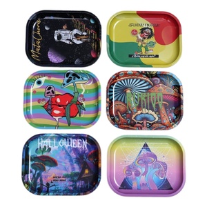Smoking Custom Logo 18*14CM Tinplate Smoking Tin Metal <b>Herb</b> Rolling Tray Tin Metal Tray - Product Image 6