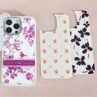 Coque de téléphone à panneau arrière magnétique remplaçable pour iphone 17 / 17pro/17promax/17air avec l'oiseau violet doré
