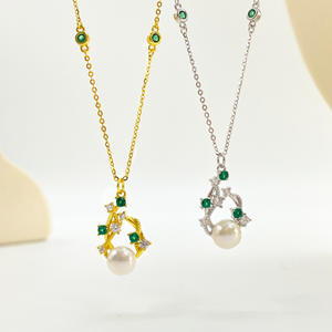 טינון 925 כסף סטרלינג גפן לבן שרשרת תליון פנינה טבעית שרשרת תליון זהב מצופה זהב לנשים x799 - Product Image 5