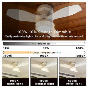 Ventilador de Techo LED de Diseño Moderno con Control Remoto, Motor AC, Cuerpo de Hierro, Fácil de Usar, Iluminación Eficiente, Buena Relación Calidad-Precio - Product Image 3