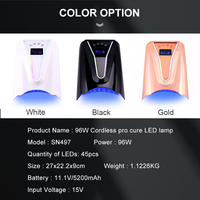 Nouveauté Couleur Beige 96W Grande Batterie Sans Fil Portable Lampe UV LED Sans Fil pour Usage Professionnel Lampe de Séchage des Ongles