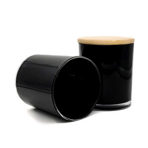 A07P Wholesale Black Shiny Glossy Polished Empty <strong>Glass</strong> Jars <strong>Candle</strong> <strong>Holders</strong> For Making <strong>Candles</strong> - Product Image 3