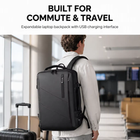 Sac à dos pour ordinateur portable pour hommes, extensible, grande capacité, étanche, 15,6 pouces, pour les voyages et le travail