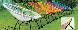 Silla de Mimbre para Exteriores, Juego de Tres Piezas, Silla de Playa, Estructura de Metal Negro, Silla de Descanso de PE, Muebles para Patio, Jardín y Piscina - Product Image 6