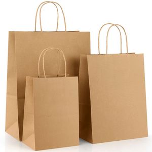 Recycle Thick White Kraft Food Paper <b>Bag</b> for Takeaway With Twisted Paper Handle - Product Image 1