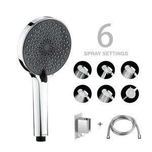 Leelongs Full Chrome 6 Functions ABS Hand <strong>Shower</strong> <strong>Head</strong> Set With Self-adhesive Sticker Holder <strong>and</strong> 1.5m SS <strong>Shower</strong> <strong>Hose</strong> - Product Image 1