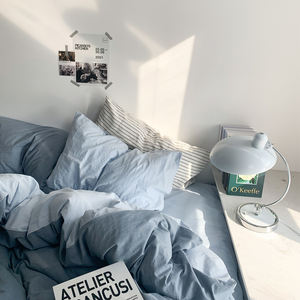 American Solid Color Yarn Dyed Bedding Set, <strong>Double</strong> Tone High-quality Soft and Comfortable Fabric <strong>Duvet</strong> and <strong>Bed</strong> Sheet Set - Product Image 3