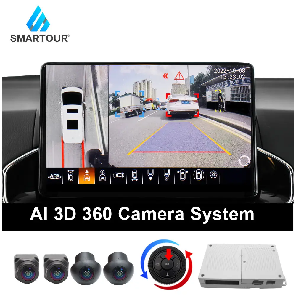 Smartour 4k siêu AHD 1080p 360 độ xem xe máy ảnh lái xe xem chim bao quanh hệ thống xe máy ảnh 4CH phía sau/phía trước/trái/phải