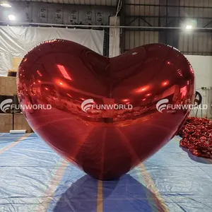 Balão inflável com coração vermelho grande e brilhante para decoração dos namorados, decoração de dia dos namorados gigante