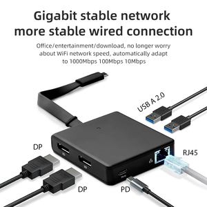 6 in 1 yüksek performanslı yerleştirme istasyonu <span class=keywords><strong>USB</strong></span> C <span class=keywords><strong>3.0</strong></span> DP <span class=keywords><strong>4K</strong></span> 60Hz kadar destek HD ekran RJ45 100W DP <span class=keywords><strong>USB</strong></span> A tipi C HUB laptop için - Product Image 2