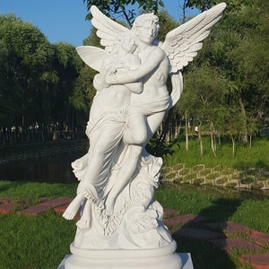 Statue d'amor en marbre blanc de haute qualité, Sculpture de Statue d'amour cupidon et <span class=keywords><strong>psyché</strong></span> grandeur nature - Product Image 6