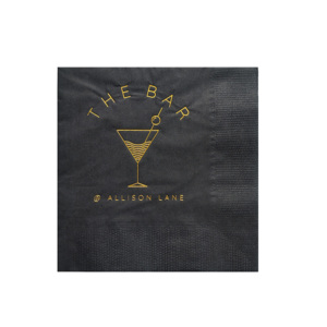 Serviettes en <span class=keywords><strong>papier</strong></span> noires jetables personnalisées <span class=keywords><strong>de</strong></span> cocktail <span class=keywords><strong>de</strong></span> logo d'<span class=keywords><strong>or</strong></span> d'estampillage à chaud en gros pour l'anniversaire <span class=keywords><strong>de</strong></span> mariage - Product Image 1