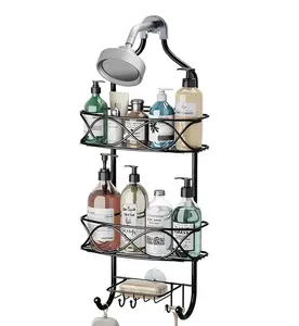 Upgraded Bathroom Metal Wire Hanging Shower Caddy Over Shower Head