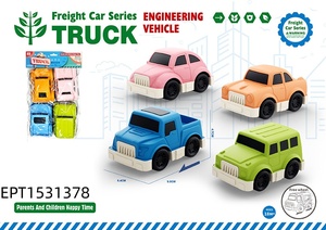 EPT 18M+ Juego de Camiones de Transporte de Plástico con Fricción y Diseño de Dibujos Animados con 4 Mini Coches para Niños Pequeños - Product Image 3