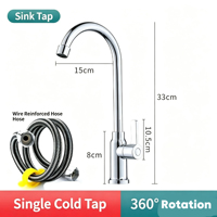 Robinet d'eau froide de cuisine à roulement à billes SUS NES-KTZ02, robinet simple pour évier de lavage de légumes, robinet de salle de bain 4 pouces
